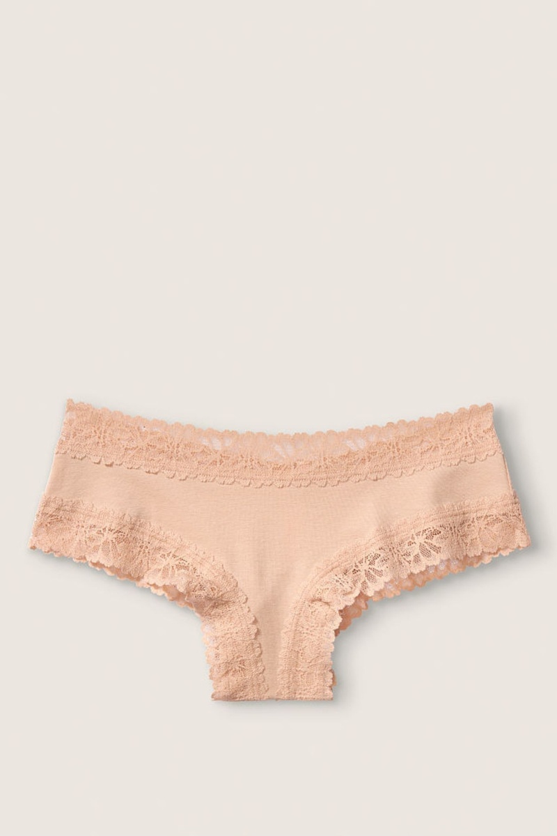 Victoria\'s Secret Stretch Baumwoll Spitze Trim Cheeky Knickers Buff Nude | 427098WPR