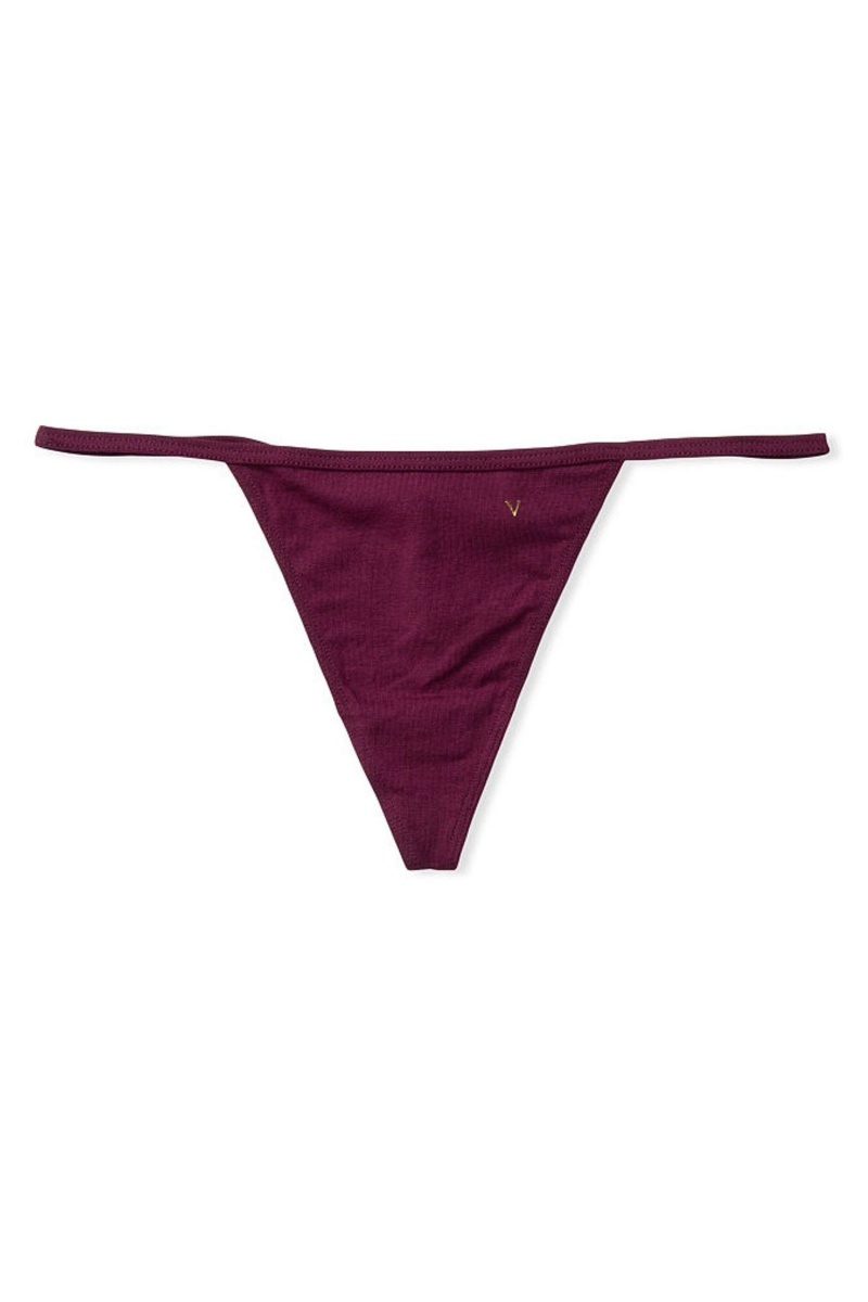 Victoria's Secret Stretch Baumwoll Stretch Baumwoll G String Knickers Bordeaux Lila | 597823SZT