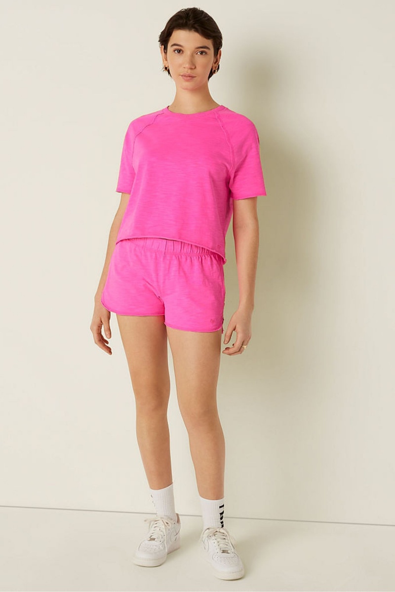 Victoria's Secret Summer Lounge Baumwoll Pyjama Kurzes Sleeve TShirt Rosa | 527061JYG