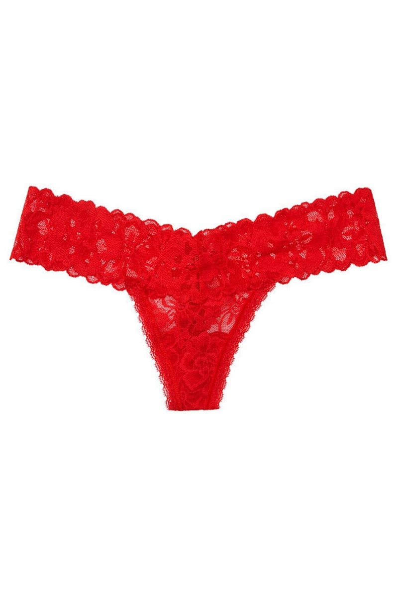 Victoria's Secret The Lacie Spitze Tanga Knickers Rot | 518967REN