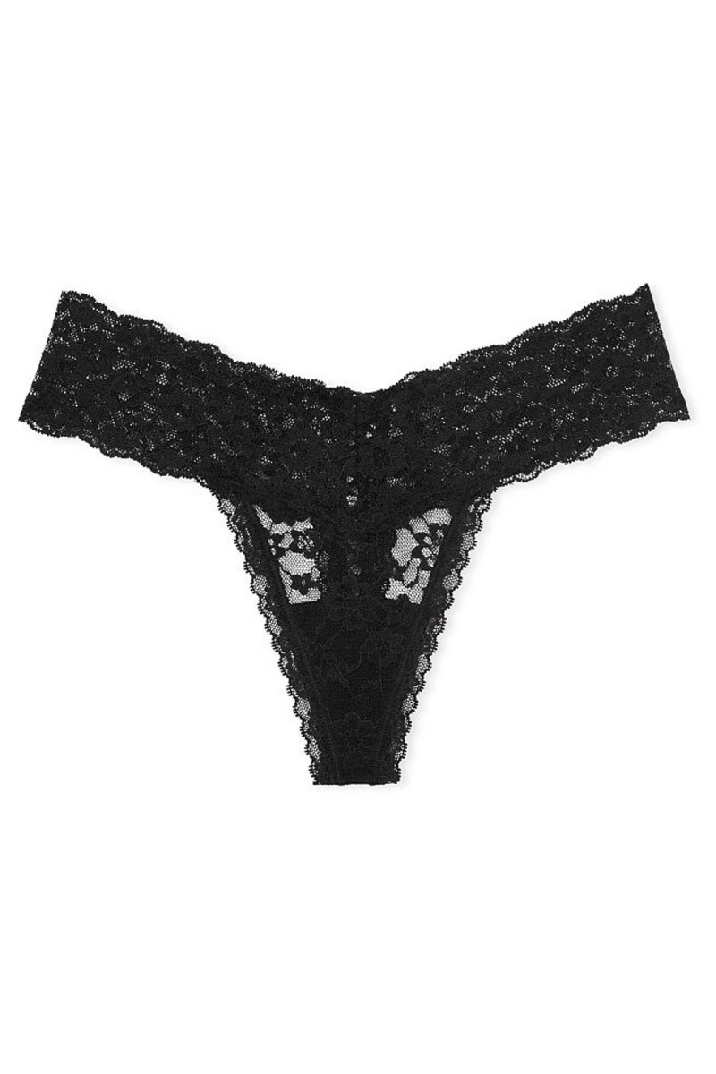 Victoria's Secret The Lacie Spitze Tanga Knickers Schwarz | 650942GWQ