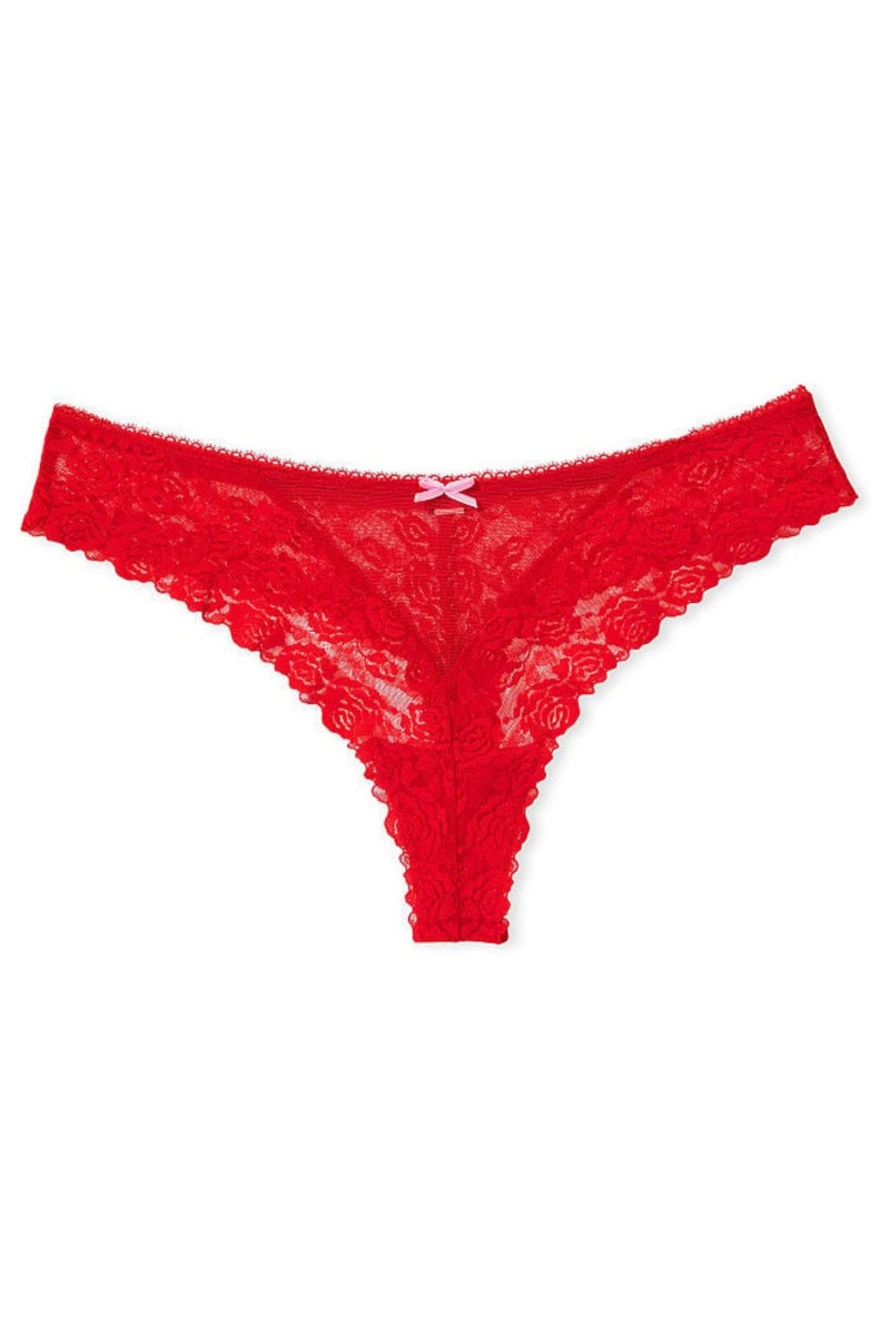 Victoria's Secret The Lacie Spitze Tanga Knickers Rot | 831452NJI