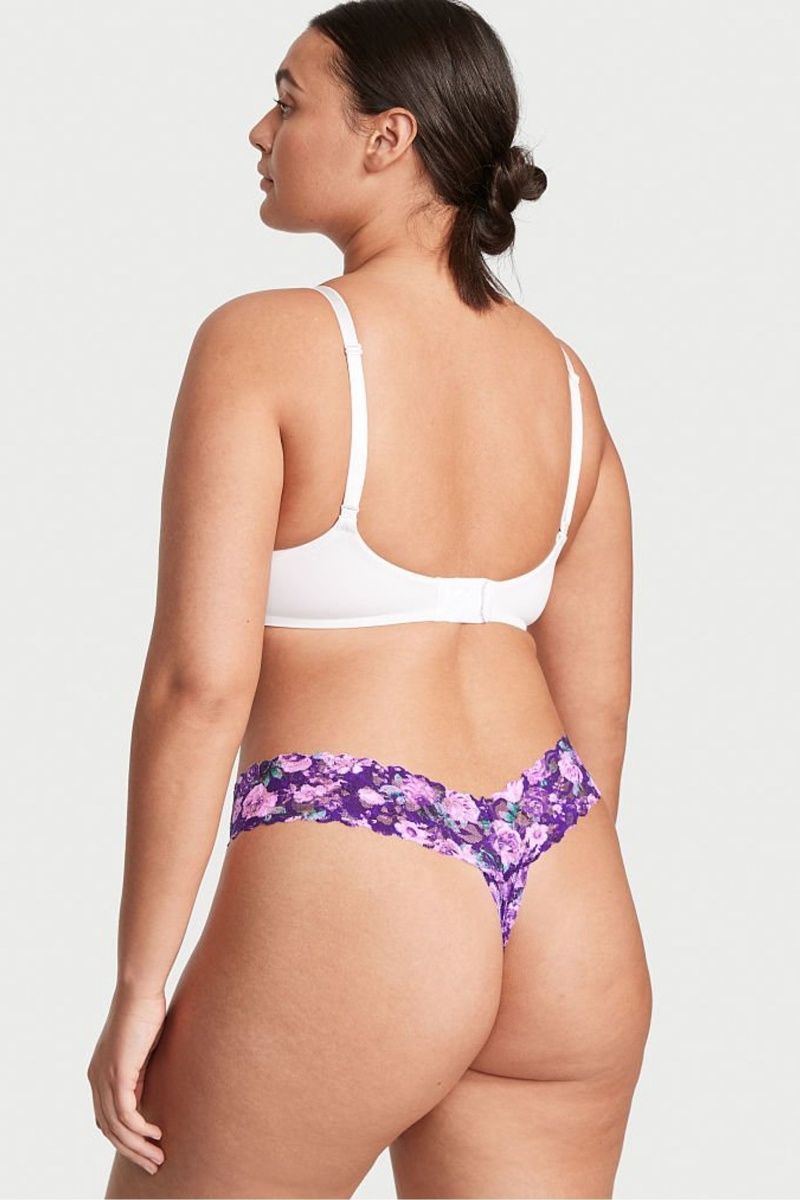 Victoria's Secret The Lacie Spitze Tanga Knickers Lila | 609375ZDF