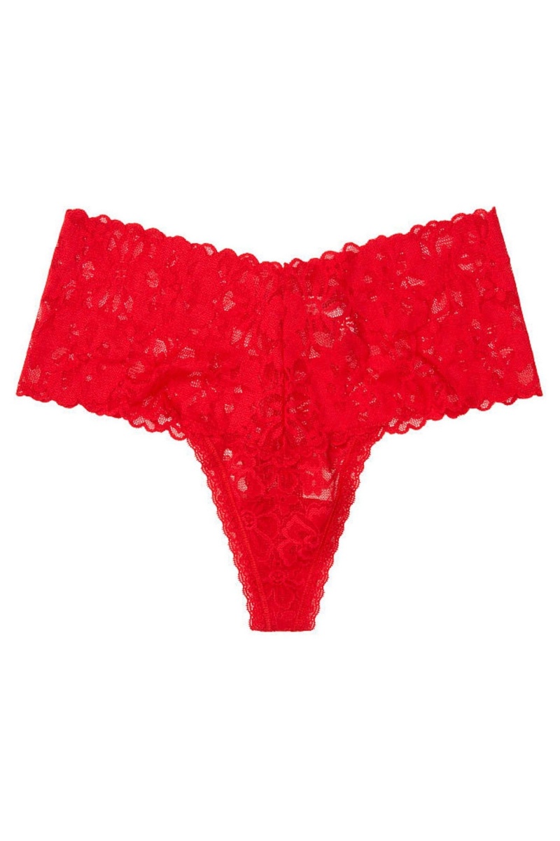 Victoria's Secret The Lacie Spitze Weite Band Tanga Panty Rosa | 147358XRZ