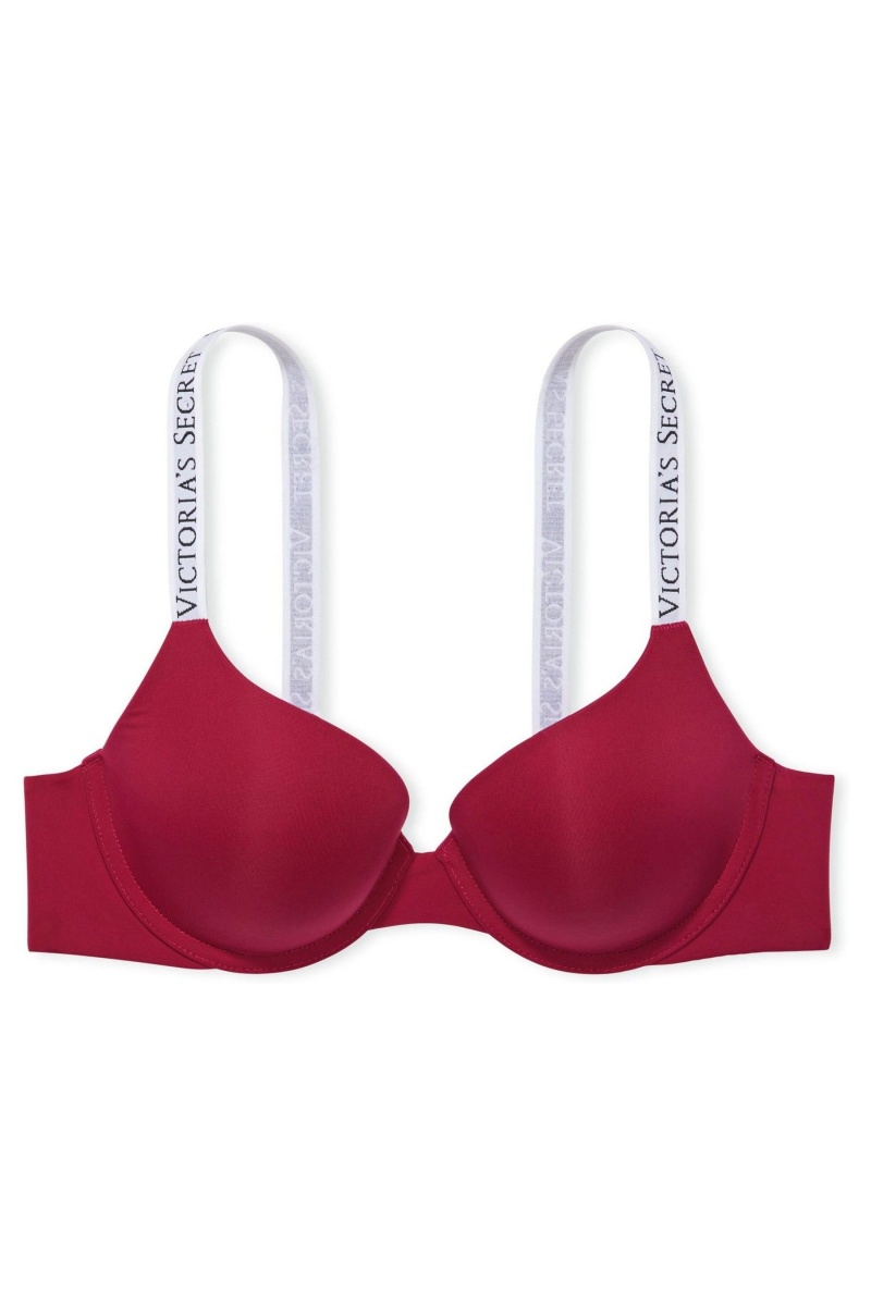 Victoria's Secret The T-Shirt Full Coverage Push Up Logo Bra Bordeaux Rot | 982435ACQ