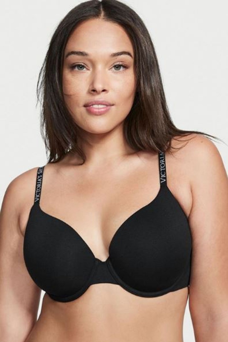 Victoria's Secret The T-Shirt Full Coverage Push Up Logo Bra Schwarz | 709356JYQ