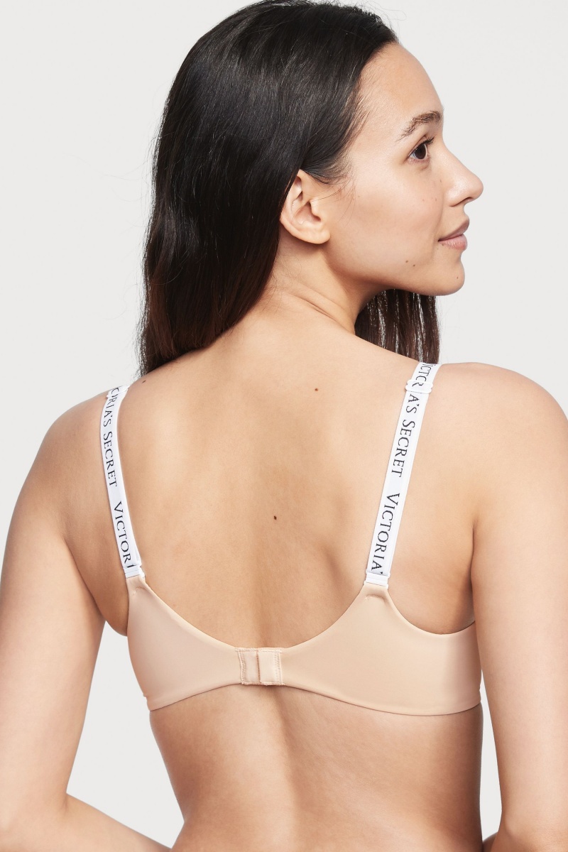 Victoria's Secret The T-Shirt Full Coverage Push Up Logo Bra Champagne Nude | 627409HNU