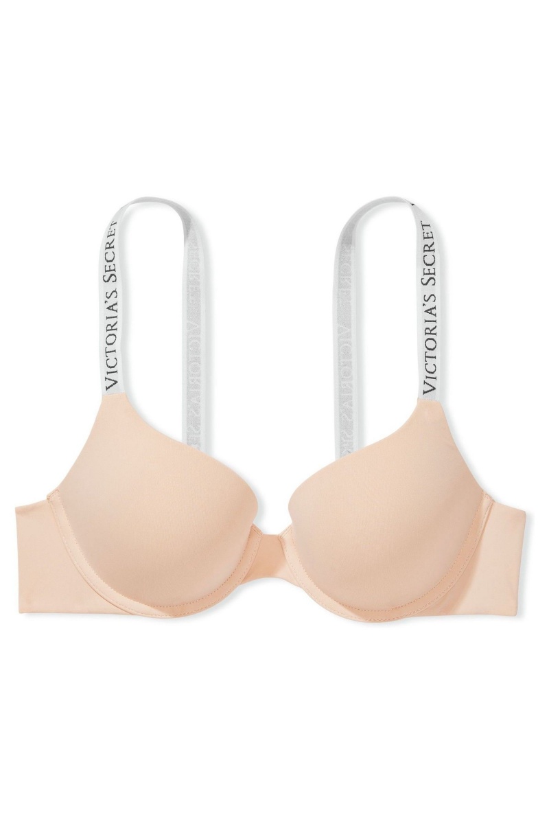 Victoria's Secret The T-Shirt Full Coverage Push Up Logo Bra Champagne Nude | 627409HNU