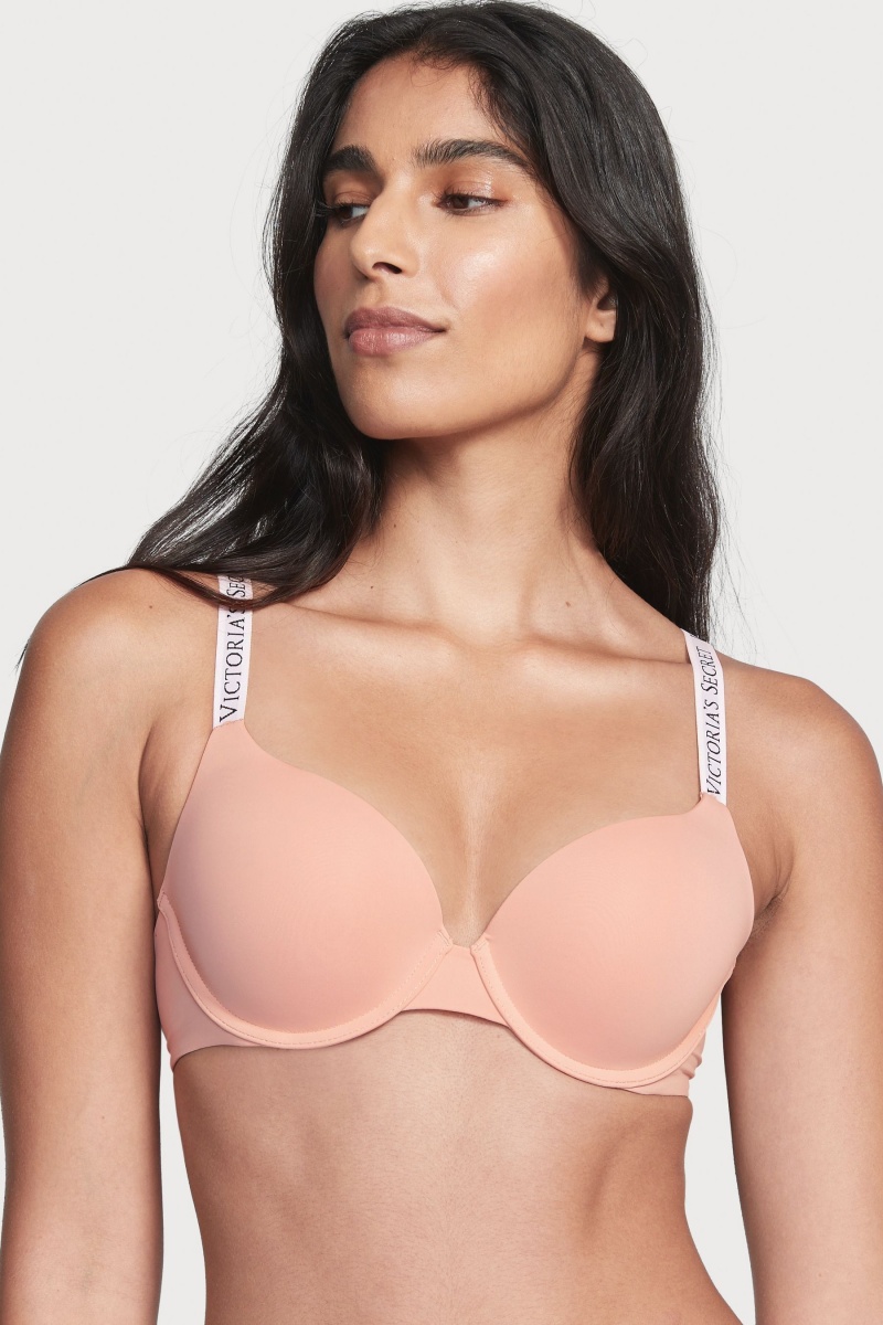 Victoria\'s Secret The T-Shirt Full Coverage Push Up Logo Bra Rosa Rosa | 657148XVM