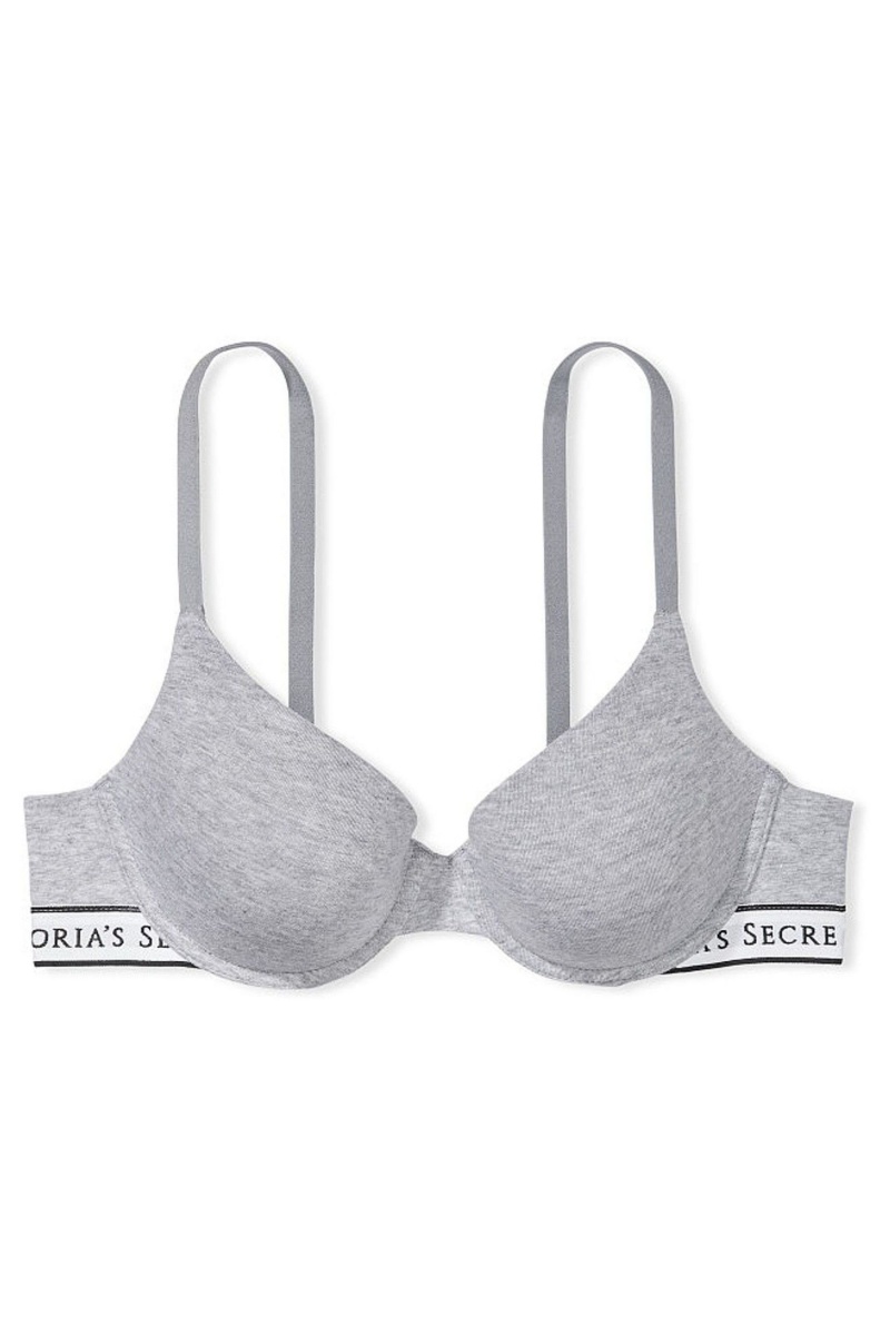 Victoria's Secret The T-Shirt Lightly Gefütterte Demi Logo Bra Grau | 693720MAC