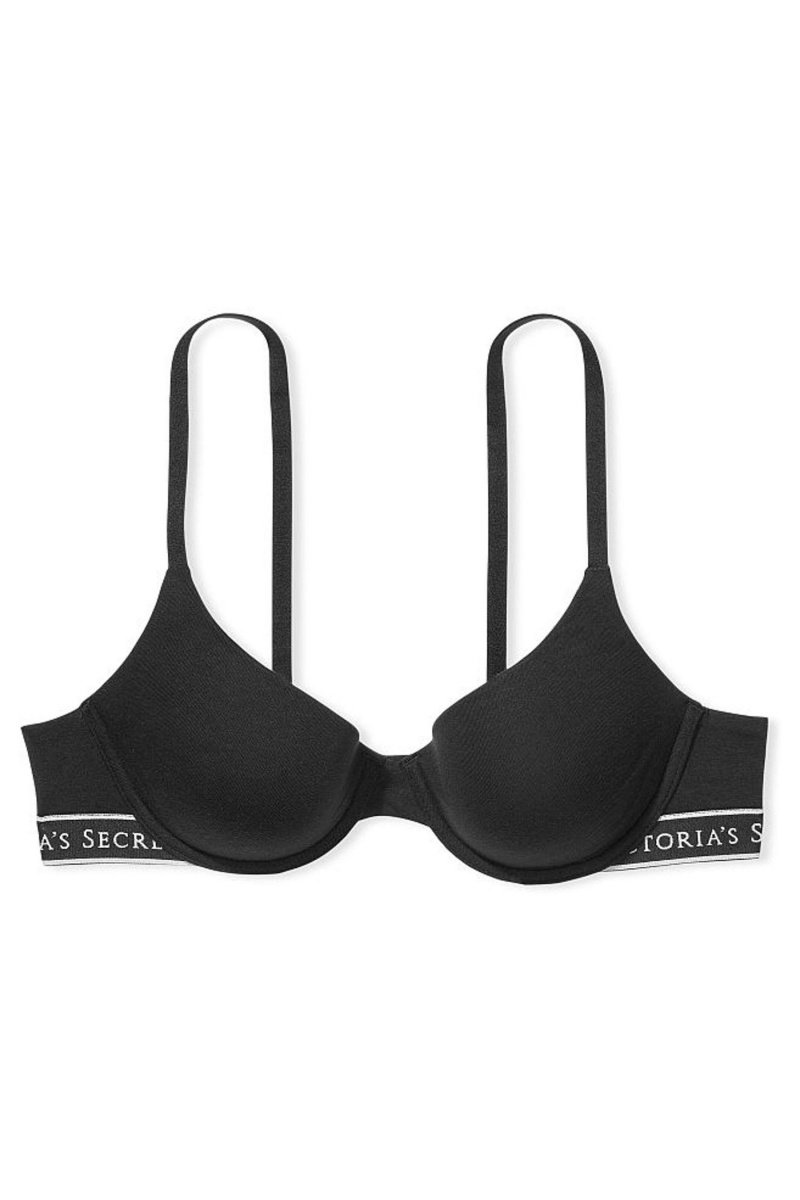 Victoria's Secret The T-Shirt Lightly Gefütterte Demi Logo Bra Schwarz | 820159GDO