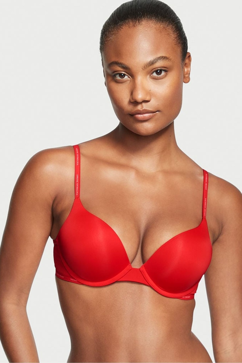 Victoria\'s Secret The T-Shirt Lightly Gefütterte Logo Riemen Full Cup Bra Rot | 207948TSA