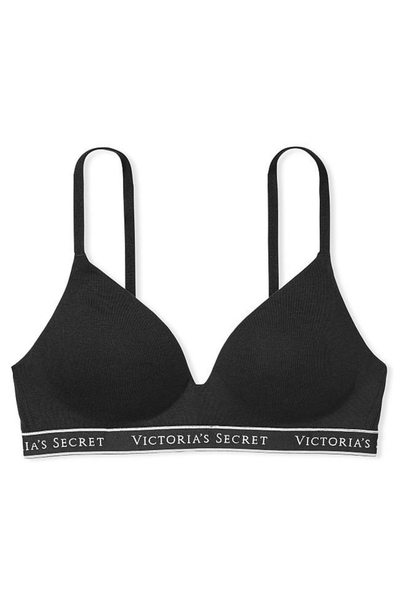 Victoria's Secret The T-Shirt Non Wired Logo T-Shirt Bra Schwarz | 370214GZE