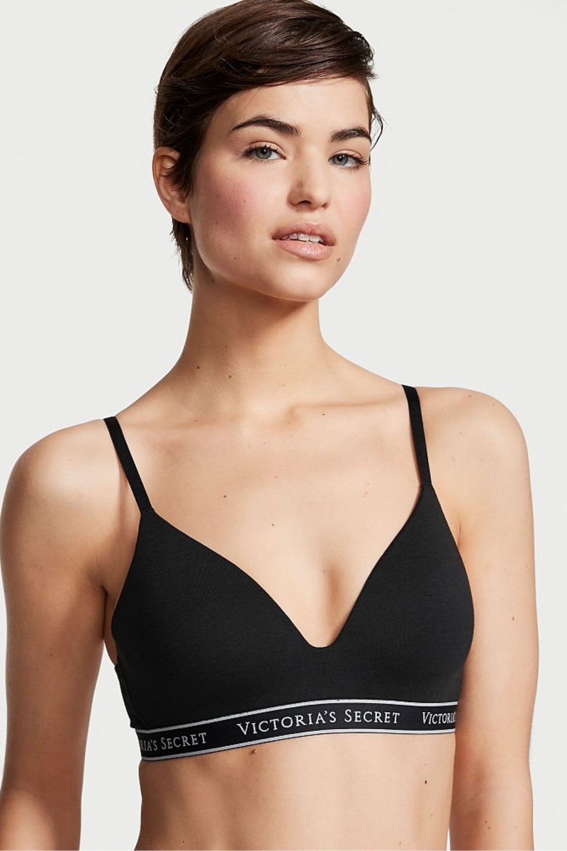 Victoria\'s Secret The T-Shirt Non Wired Logo T-Shirt Bra Schwarz | 370214GZE