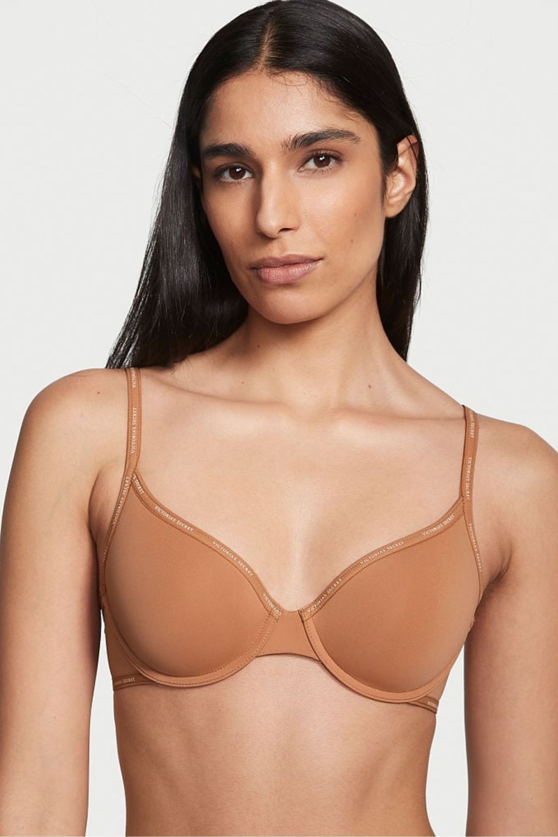 Victoria\'s Secret The T-Shirt Push Up Logo Riemen Bra Honey Glow Nude | 951643ELG