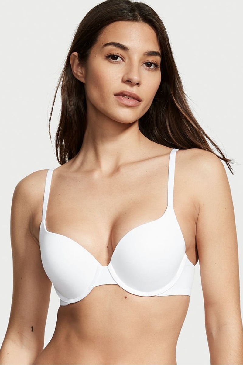 Victoria\'s Secret The T-Shirt Smooth Full Cup Push Up T-Shirt Bra Weiß | 438716YIN