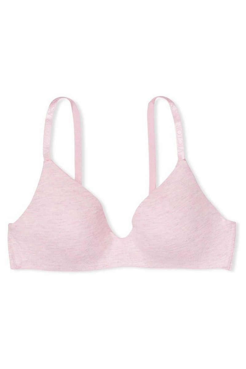 Victoria's Secret The T-Shirt Smooth Logo Riemen Lightly Gefütterte Non Wired T-Shirt Bra Rosa Rosa | 830946AKQ