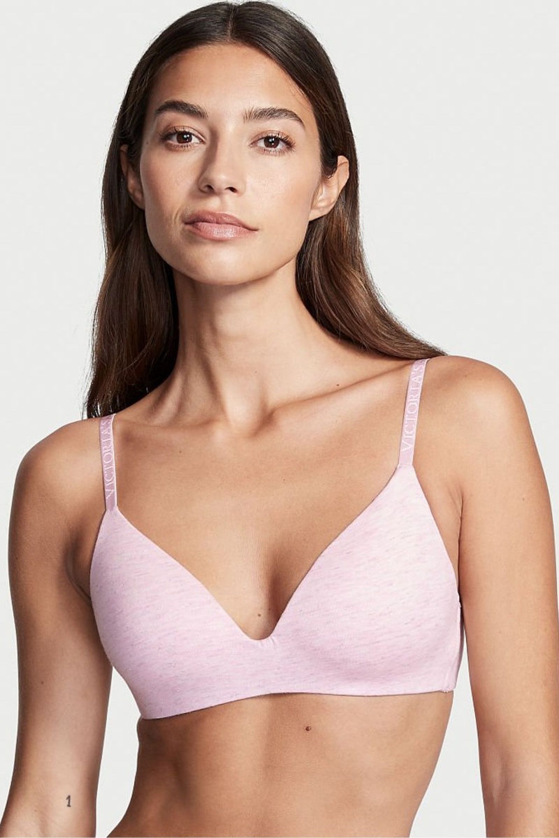 Victoria\'s Secret The T-Shirt Smooth Logo Riemen Lightly Gefütterte Non Wired T-Shirt Bra Rosa Rosa | 830946AKQ