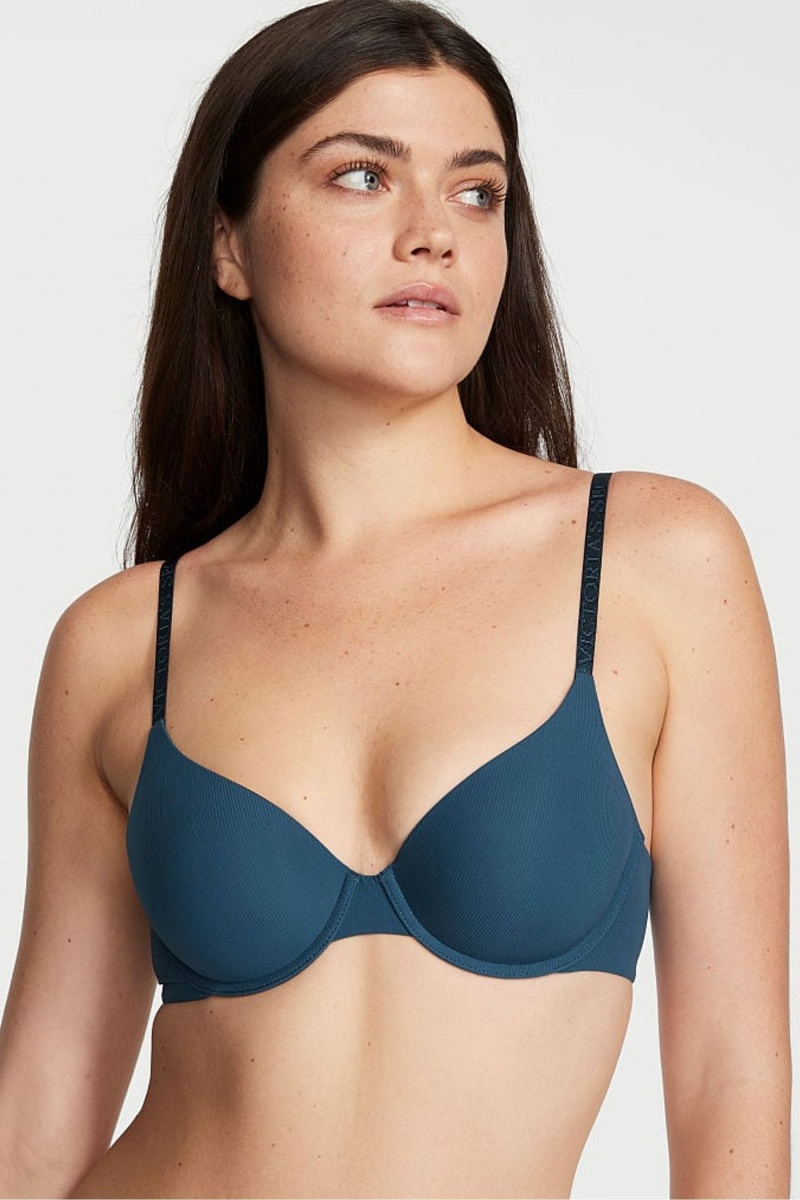 Victoria\'s Secret The T-Shirt Smooth Logo Riemen Light Gefütterte T-Shirt Bra Blau | 380765WXT