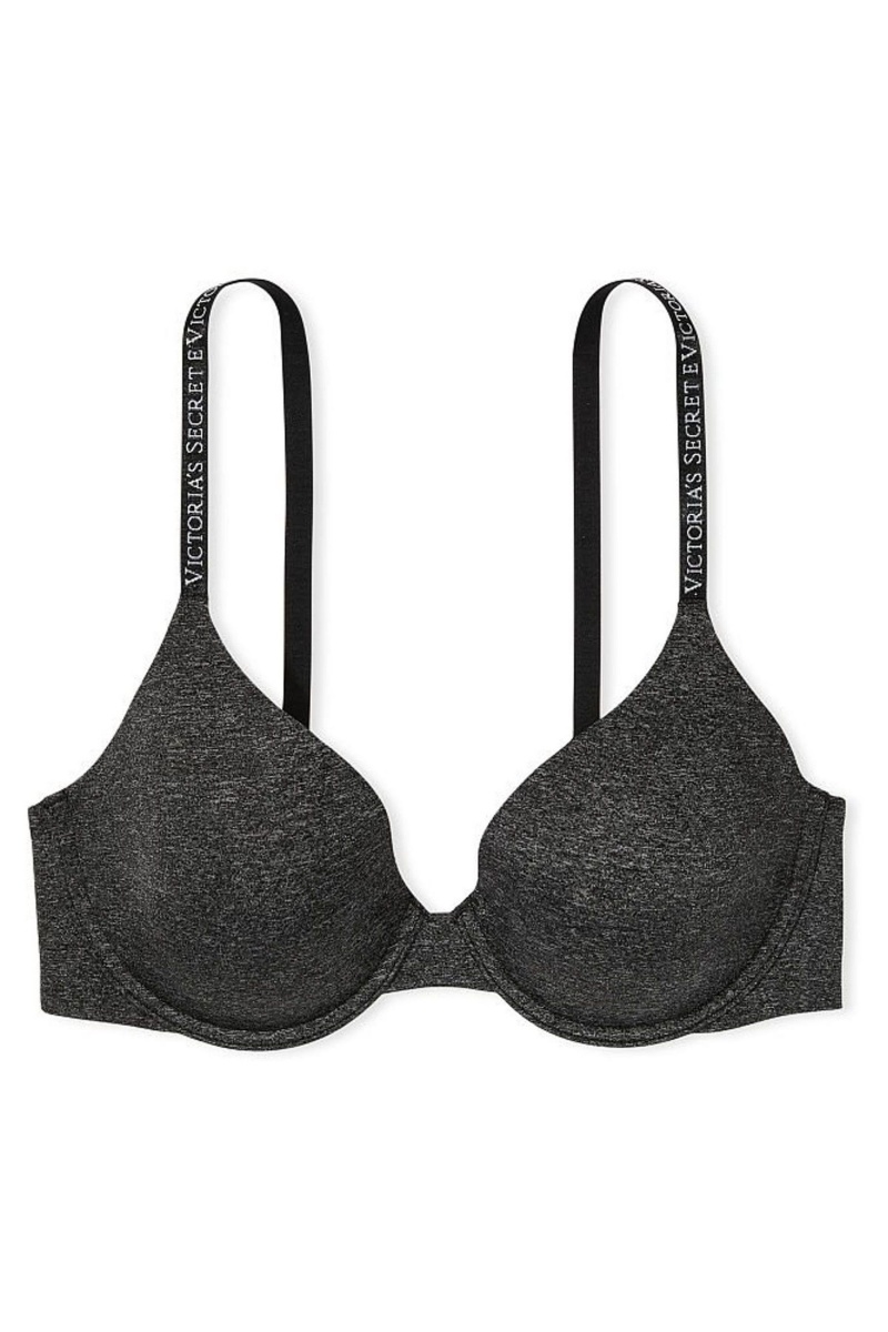 Victoria's Secret The T-Shirt Smooth Logo Riemen Lightly Gefütterte Full Cup T-Shirt Bra Schwarz | 745208SFY