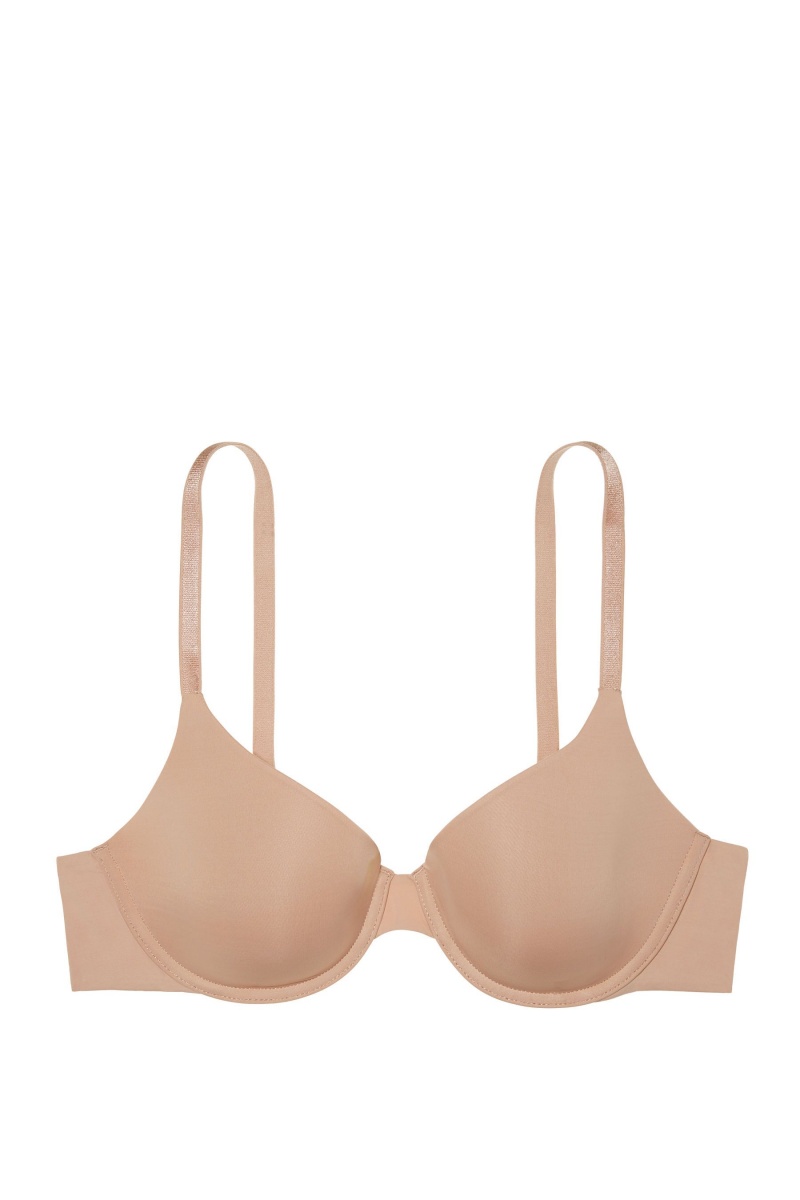 Victoria's Secret The T-Shirt Smooth Logo Riemen Light Gefütterte T-Shirt Bra Sweet Praline Nude | 147269LTI