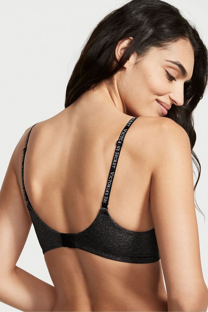 Victoria's Secret The T-Shirt Smooth Logo Riemen Full Cup Push Up T-Shirt Bra Schwarz | 430691BGH