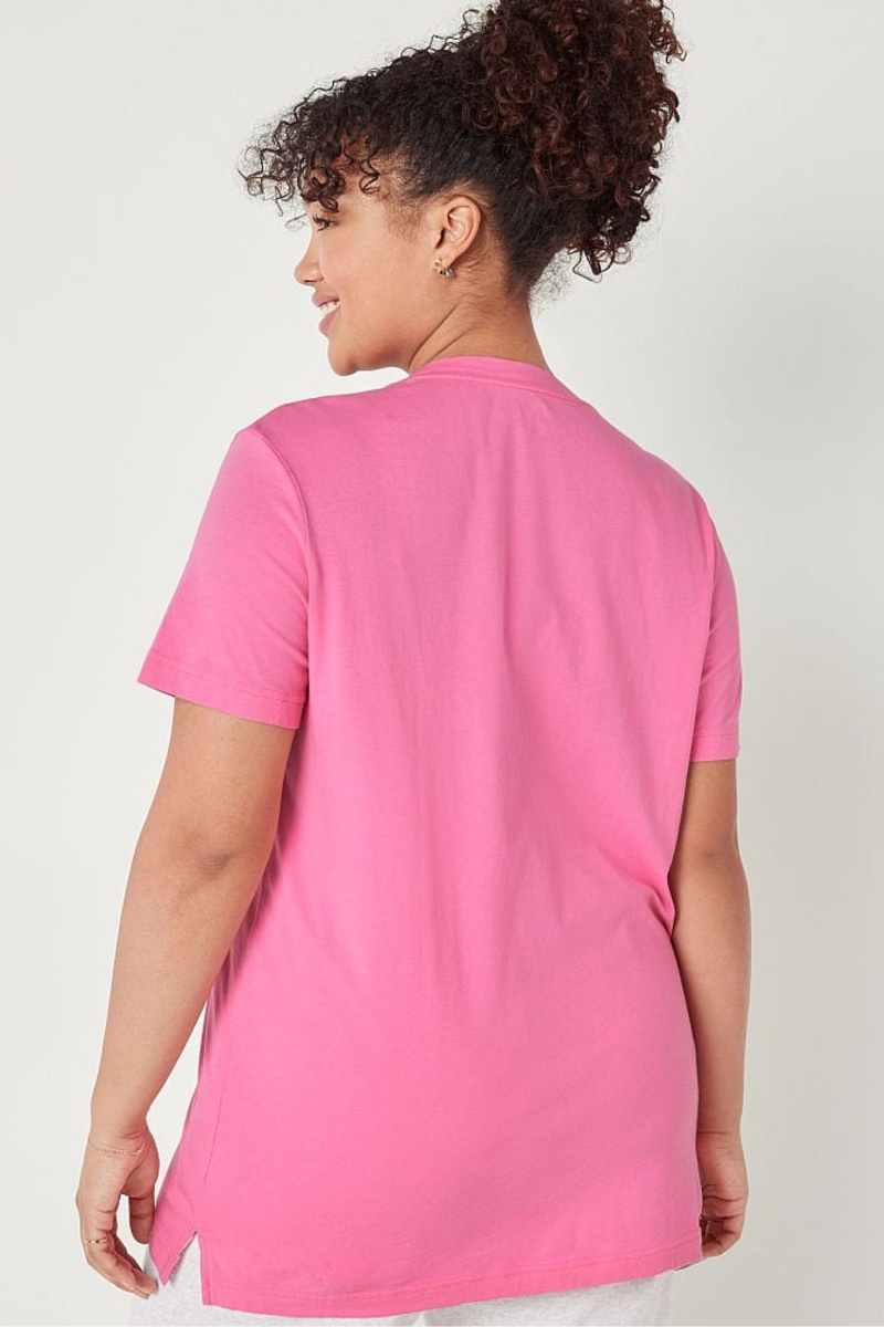 Victoria's Secret V Neck Kurzes Sleeve T-Shirt Rosa | 658792LDG