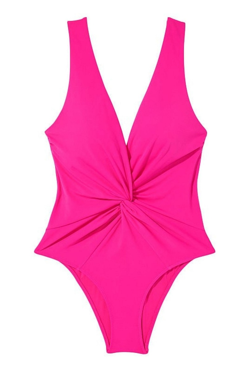 Victoria's Secret V Neck Plunge Open Back Swimsuit Rosa | 598173AHX