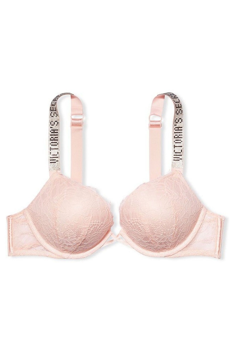 Victoria's Secret Very Sexy Bombshell Add 2 Cups Shine Riemen Spitze Push Up Bra Rosa | 543079OPI