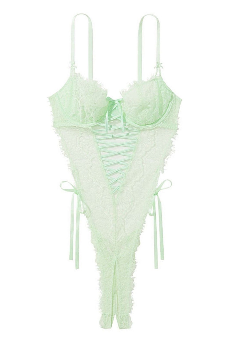 Victoria's Secret Very Sexy Crotchless Wicked Teddy Bodysuit Honeydew | 629840XZL