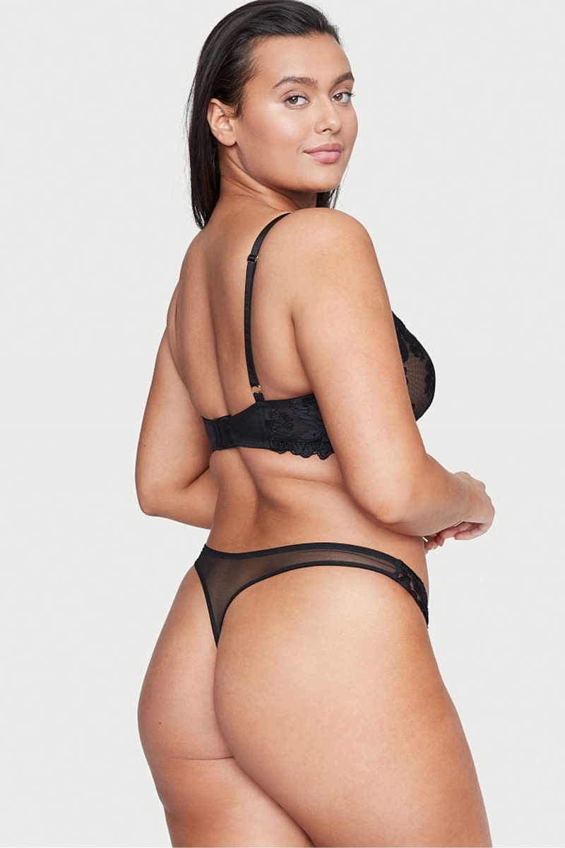 Victoria's Secret Very Sexy Embroidered Tanga Knickers Schwarz | 403926WGY