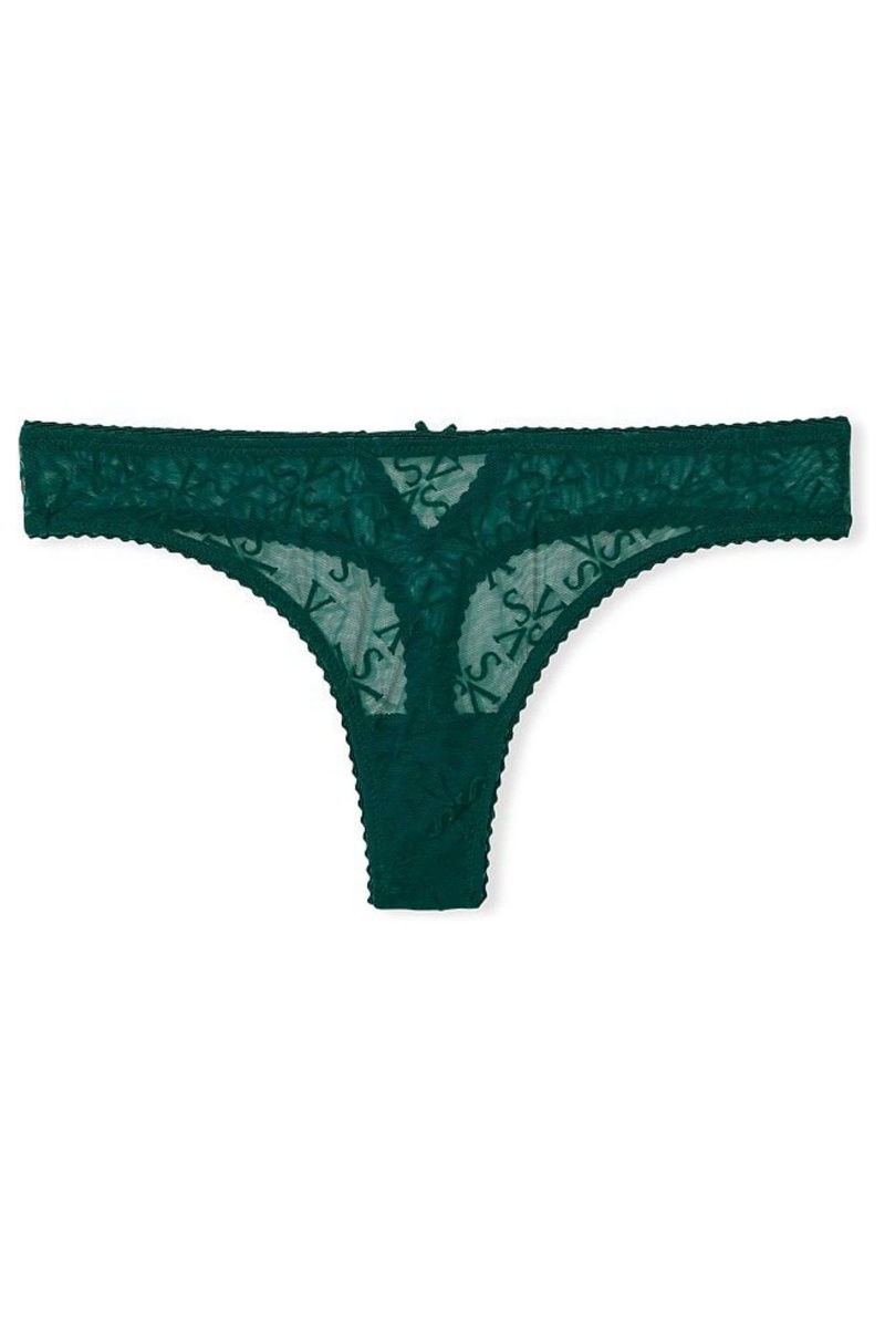 Victoria's Secret Very Sexy Logo Mesh Tanga Knickers Grün | 326874ULN