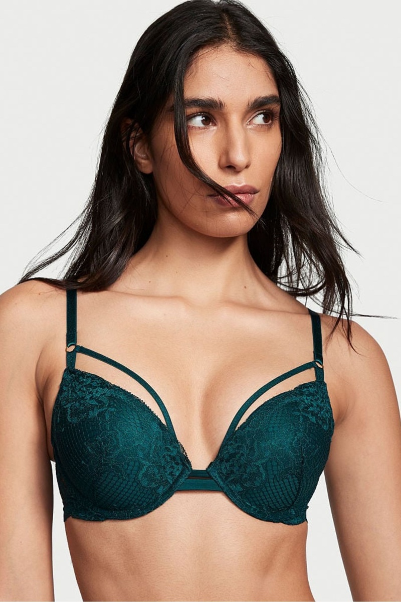 Victoria's Secret Very Sexy Riemchen Fishnet Spitze Bra Schwarz Grün | 157430TBC