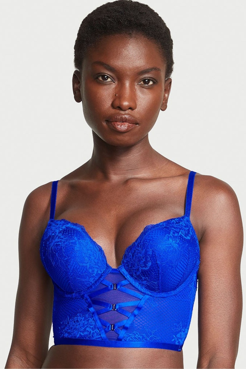 Victoria\'s Secret Very Sexy Riemchen Fishnet Spitze Bra Blau | 705946QEY