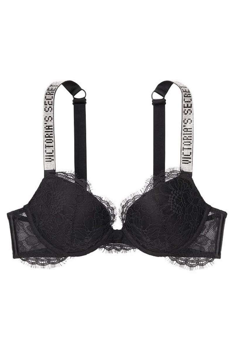 Victoria's Secret Very Sexy Shine Riemen Push Up Bra Schwarz | 821903RQF