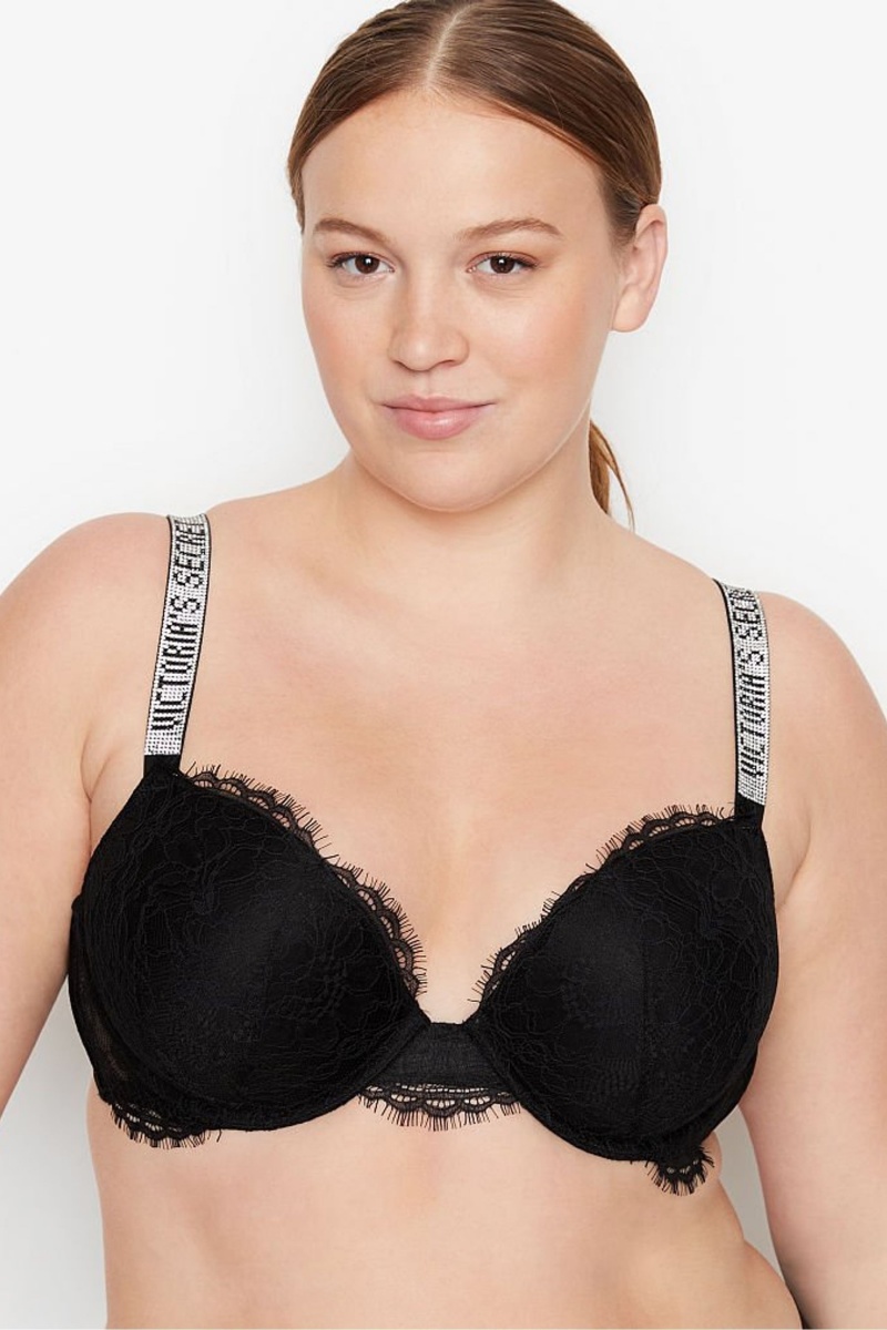 Victoria\'s Secret Very Sexy Shine Riemen Push Up Bra Schwarz | 821903RQF