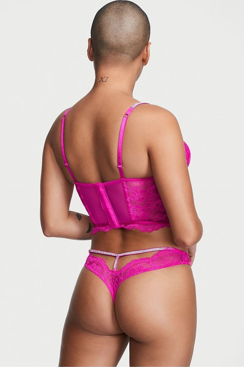 Victoria's Secret Very Sexy Shine Riemen Cutout Back Tanga Knickers Fuchsie Rosa | 231509PUJ