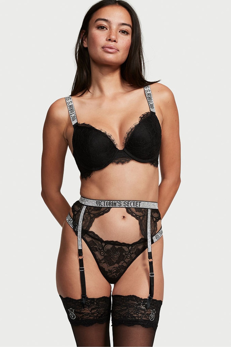 Victoria\'s Secret Very Sexy Shine Riemen Suspenders Schwarz | 489120WNT