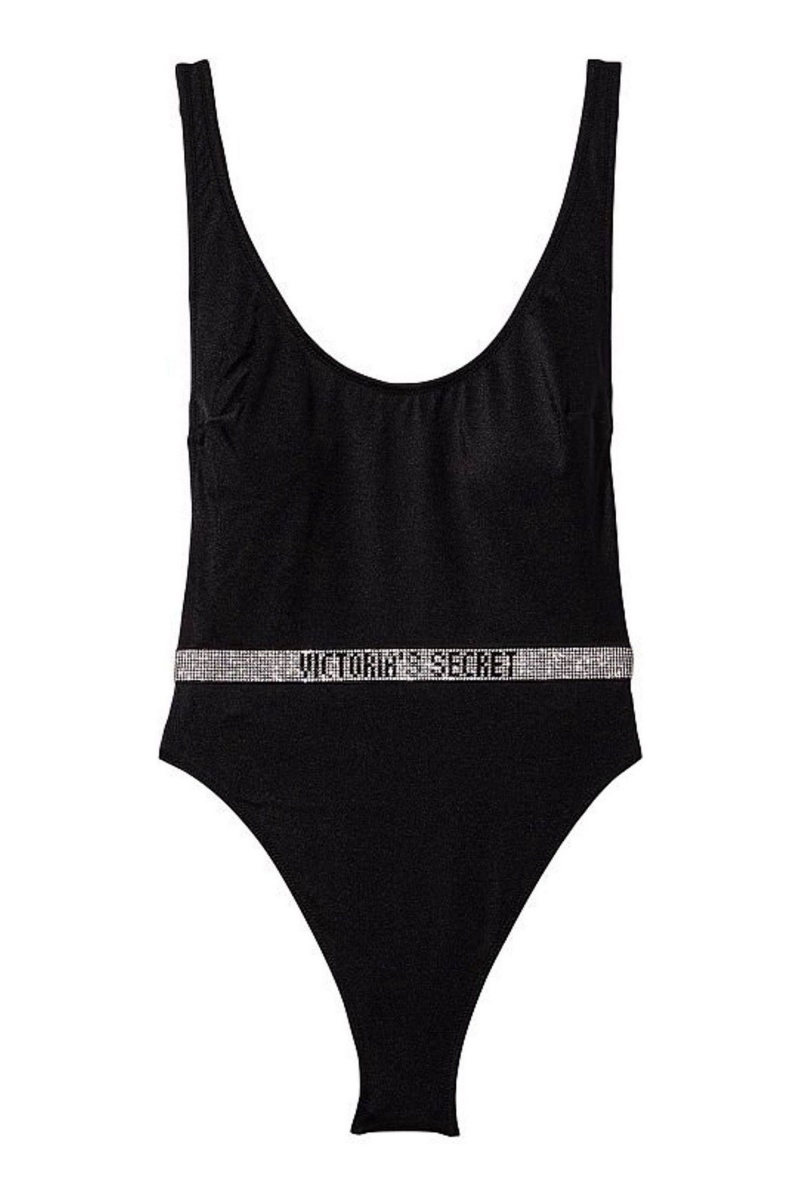 Victoria's Secret Very Sexy Shine Riemen Belted Open Back Swimsuit Schwarz | 321964HQX