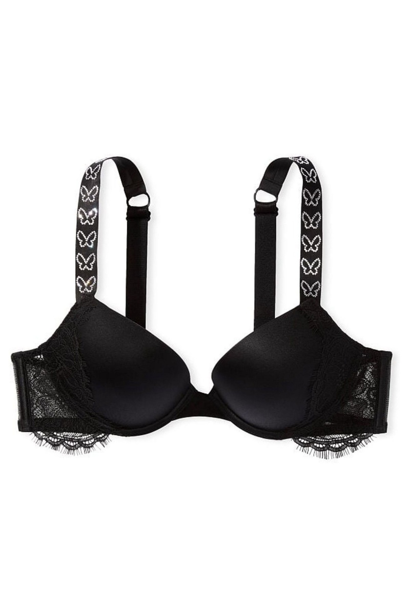 Victoria's Secret Very Sexy Shine Riemen Spitze Wing Plunge Bra Schwarz | 471265EQS