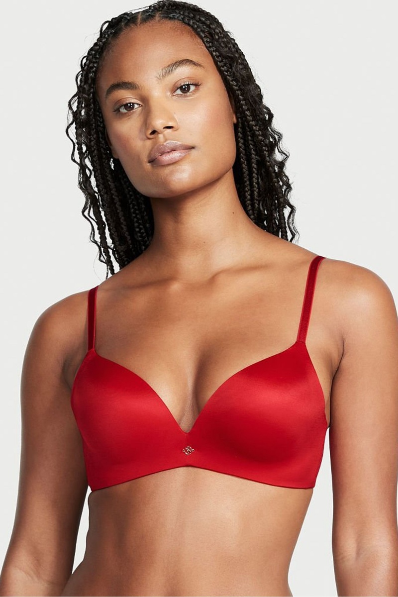 Victoria\'s Secret Very Sexy Smooth Non Wired Plunge Push Up Bra Rot | 902857USA