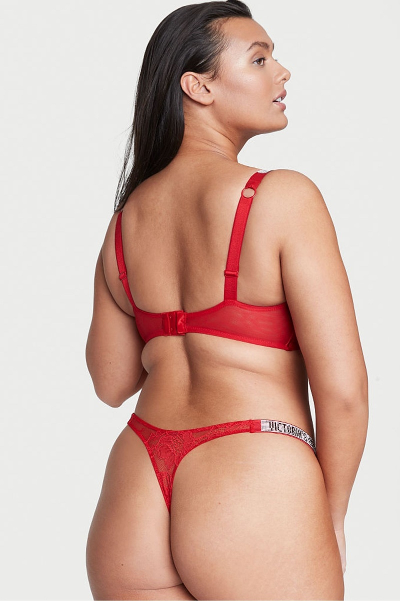 Victoria's Secret Very Sexy Spitze Shine Riemen Tanga Knickers Rot | 275896ATJ