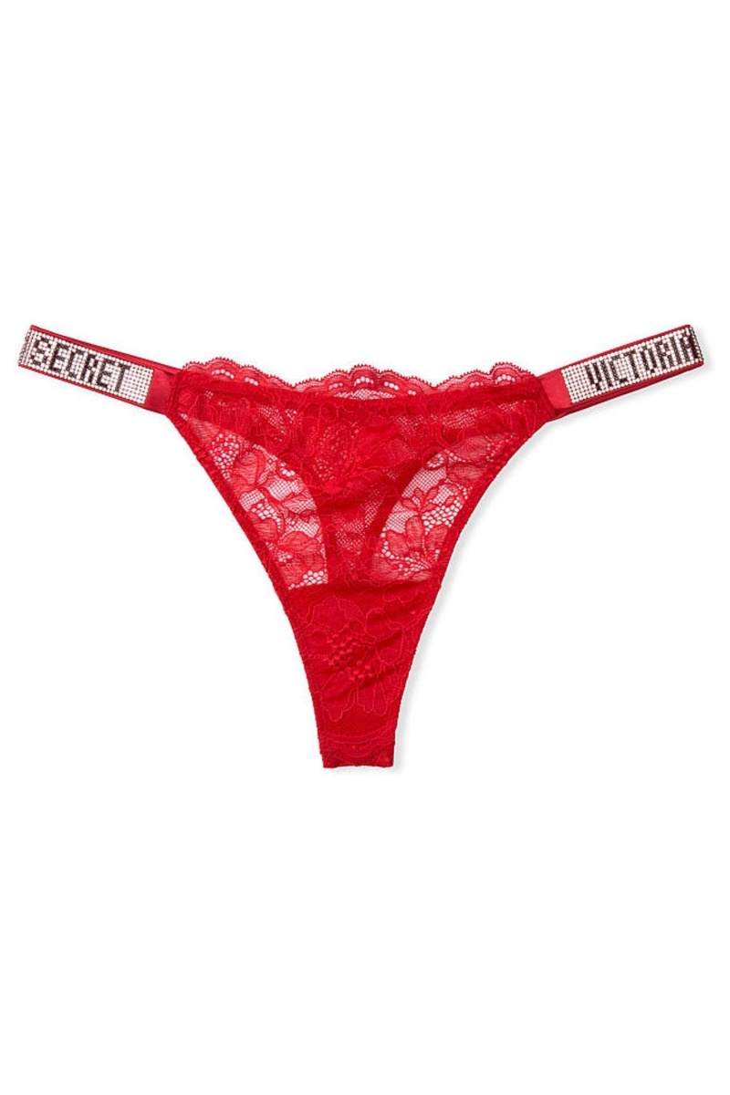 Victoria's Secret Very Sexy Spitze Shine Riemen Tanga Knickers Rot | 275896ATJ