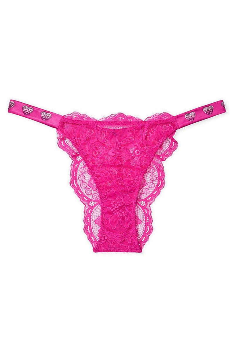 Victoria's Secret Very Sexy Spitze Shine Riemen Tanga Knickers Schwarz | 684392MJG