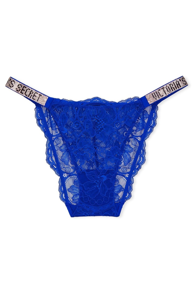 Victoria's Secret Very Sexy Spitze Shine Riemen Tanga Knickers Schwarz | 106785JYM