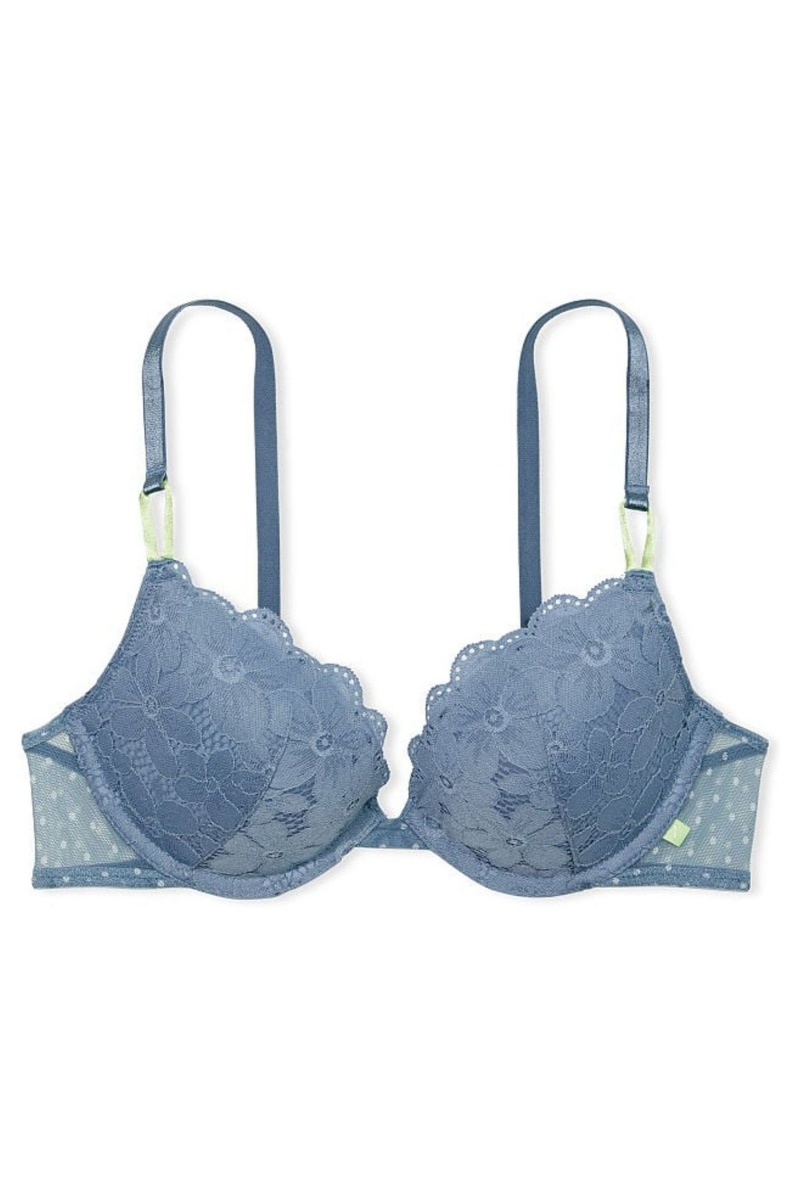 Victoria's Secret Victorias Secret Push Up Spitze Bra Blau | 361854IOV