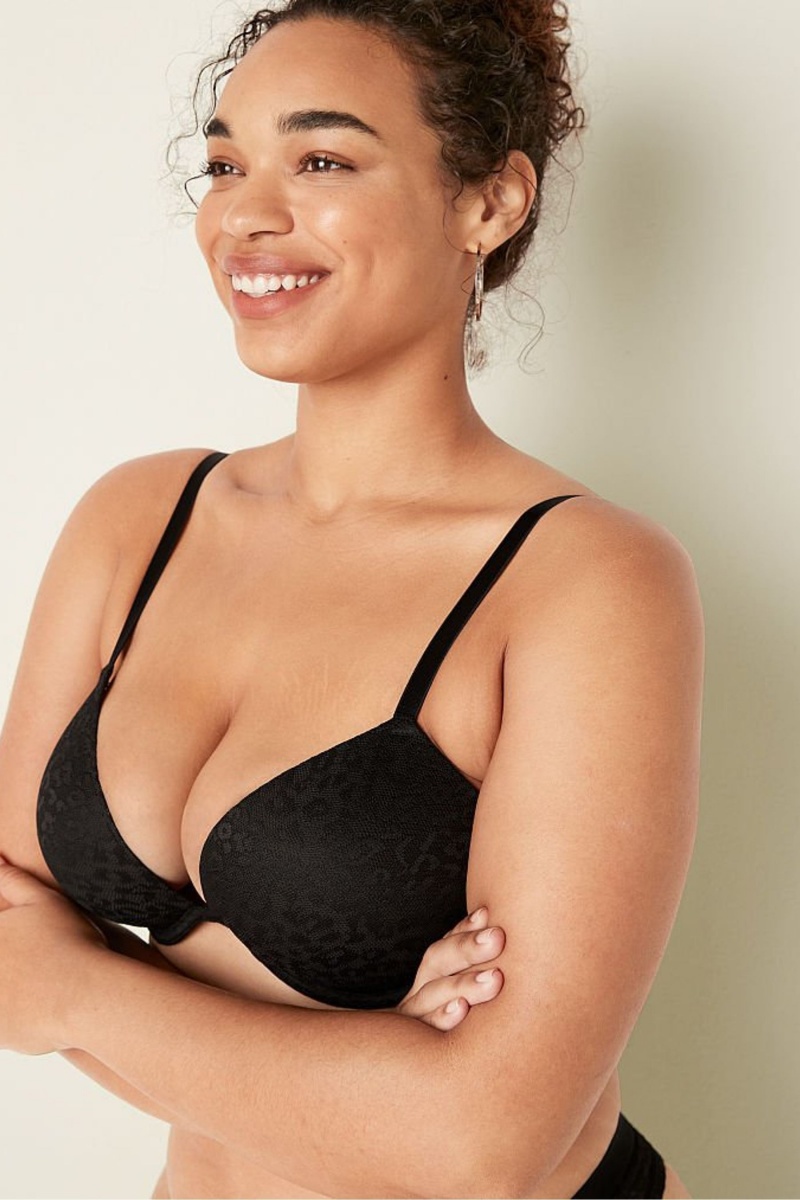 Victoria's Secret Wear Everywhere Add 2 Cups Spitze Push Up T-Shirt Bra Schwarz | 761350MAD