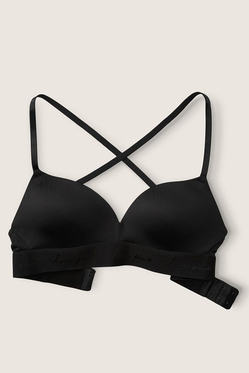 Victoria's Secret Wear Everywhere Smooth Non Wired Push Up T-Shirt Bra Schwarz | 576132ZED