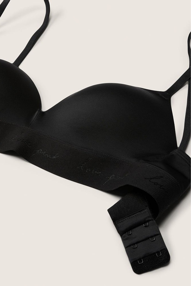 Victoria's Secret Wear Everywhere Smooth Non Wired Push Up T-Shirt Bra Schwarz | 576132ZED