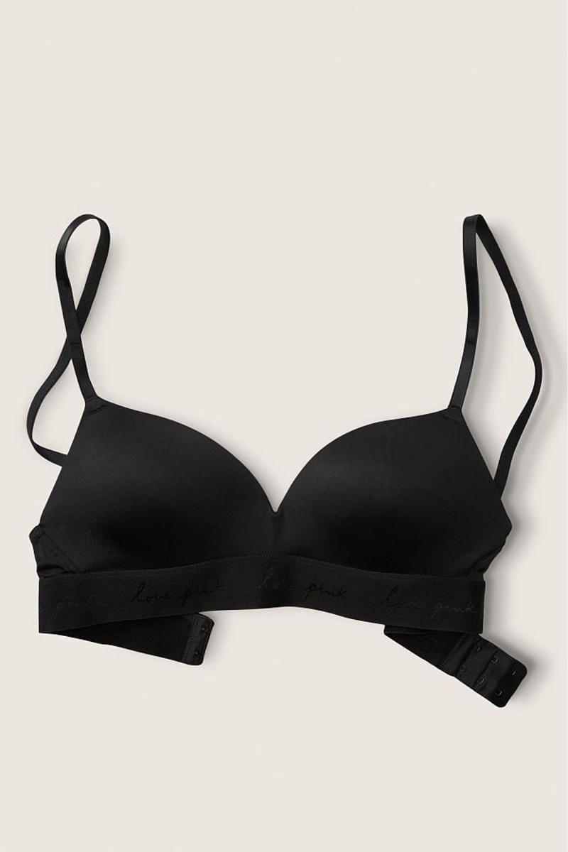 Victoria\'s Secret Wear Everywhere Smooth Non Wired Push Up T-Shirt Bra Schwarz | 576132ZED